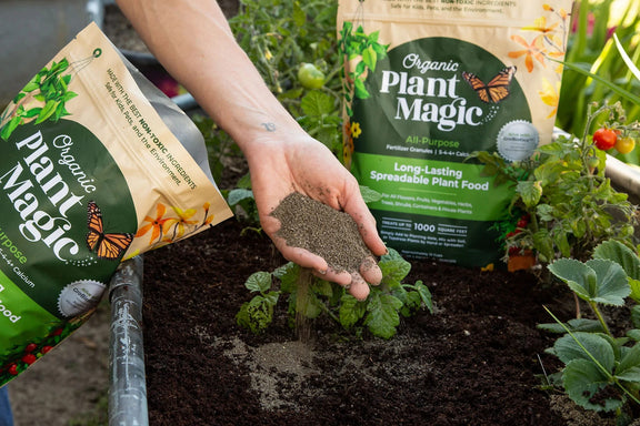 Spreading fertilizer granules onto soil
